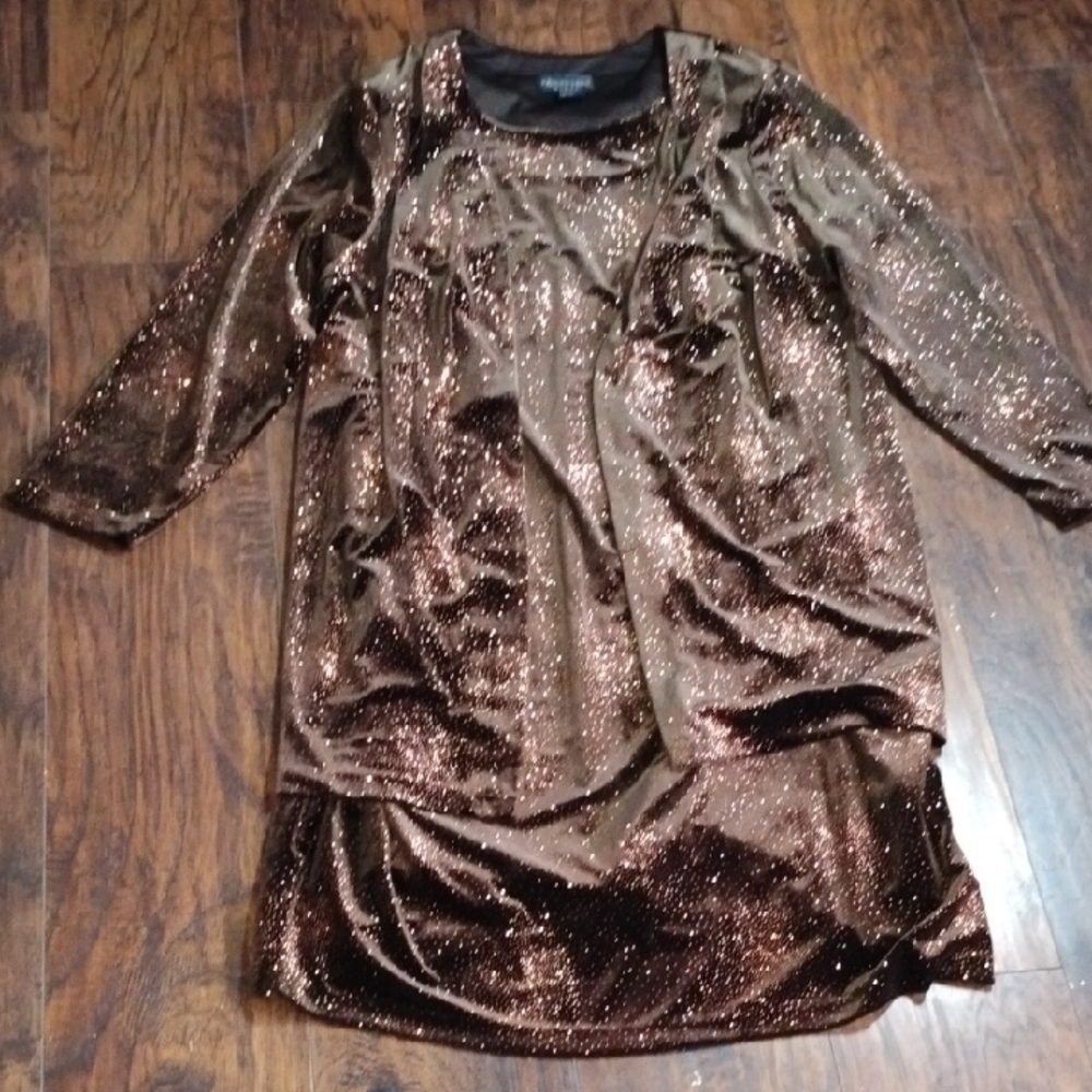 Connected Apparel Glittering Brown Dress